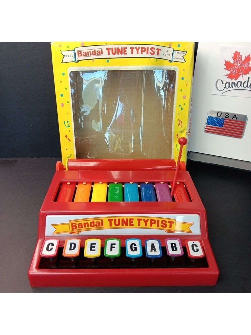 Vintage Musical Tune Toy Bandai Tune Typist Typwriter With Box Made In JAPAN